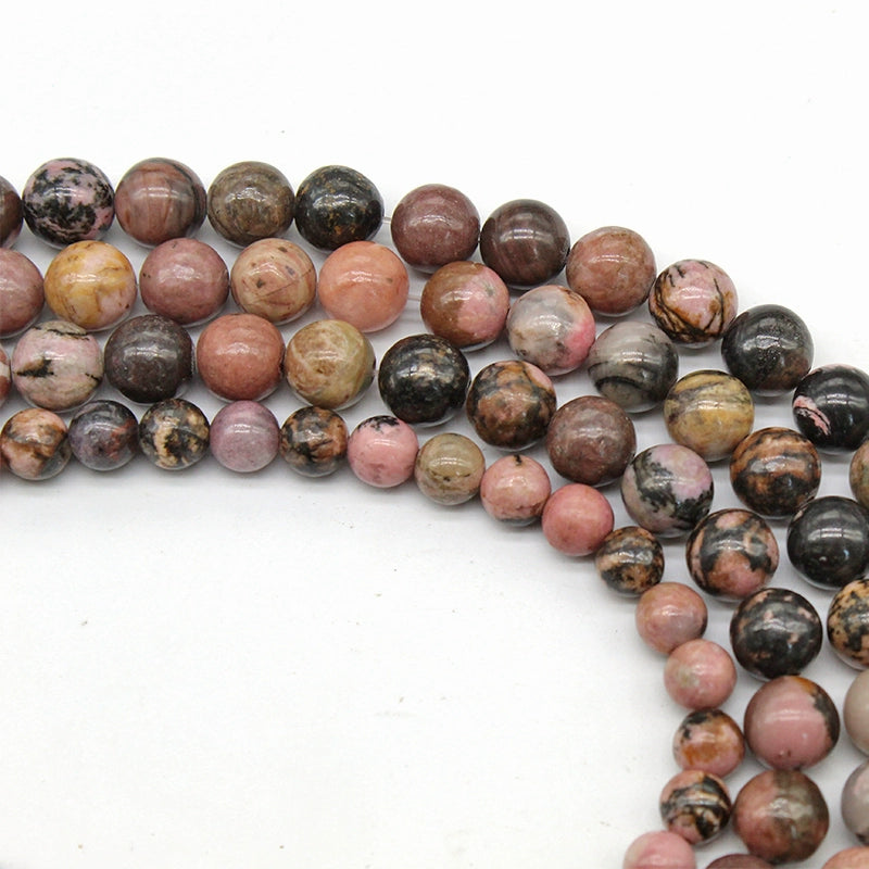 Natural black line rhodonite loose beads diy hand-woven