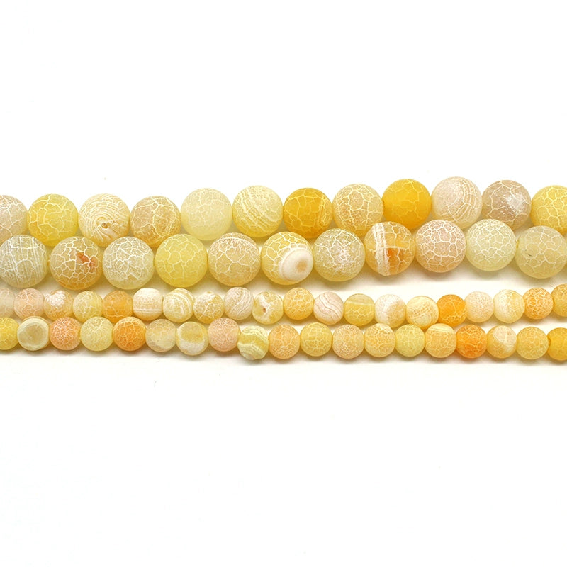 Yellow weathered agate loose beads diy hand-woven crystal