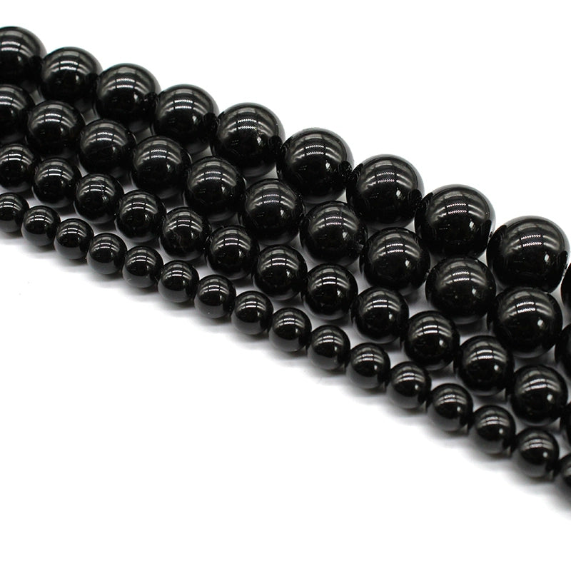 Natural black agate loose beads semi-finished necklace