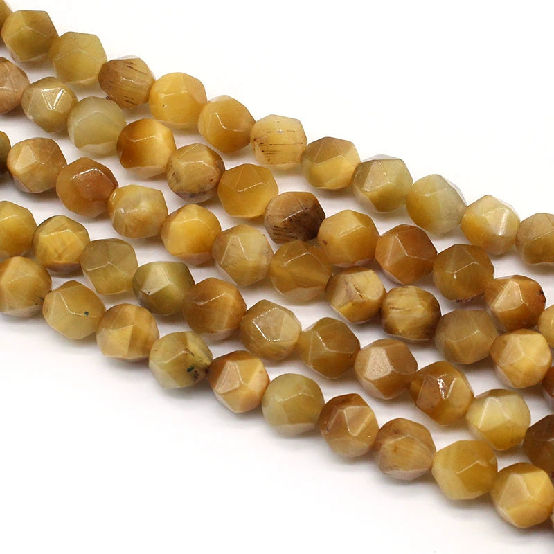 Large cut gold tiger eye loose beads bracelet