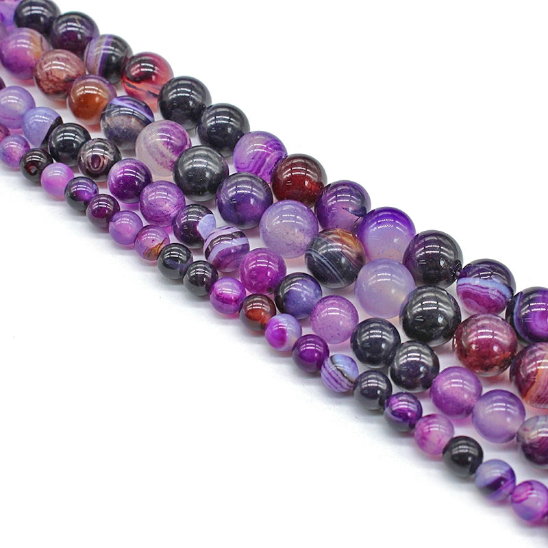 Purple line agate loose beads bracelet string jewelry accessories