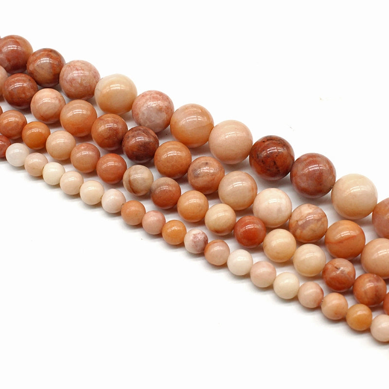 Pink aventurine loose beads crystal jade semi-finished product DIY hand-woven beads