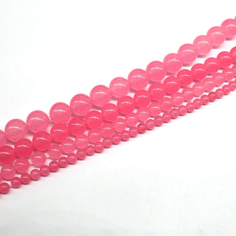 Dark pink chalcedony loose beads crystal jade semi-finished DIY handmade beads