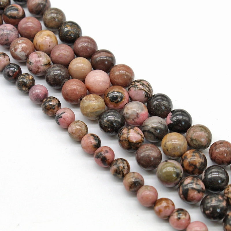 Natural black line rhodonite loose beads diy hand-woven