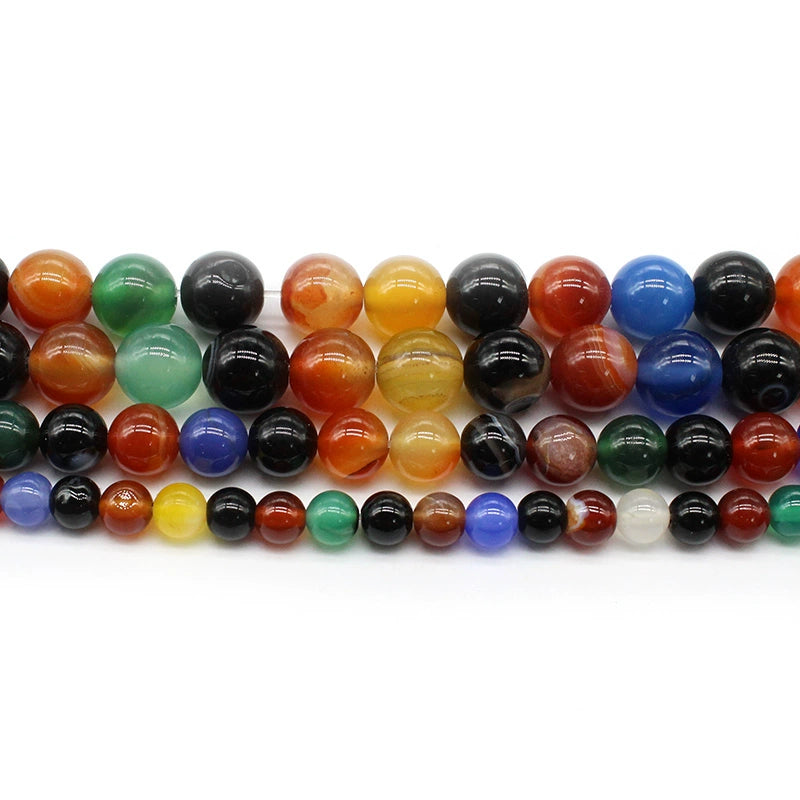 Colorful mixed agate loose beads round beads DIY hand-woven material crystal