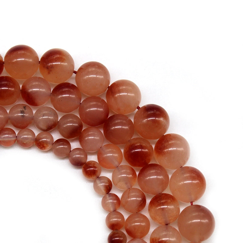 Orange-red floating flower chalcedony crystal jade DIY handmade weaving beads