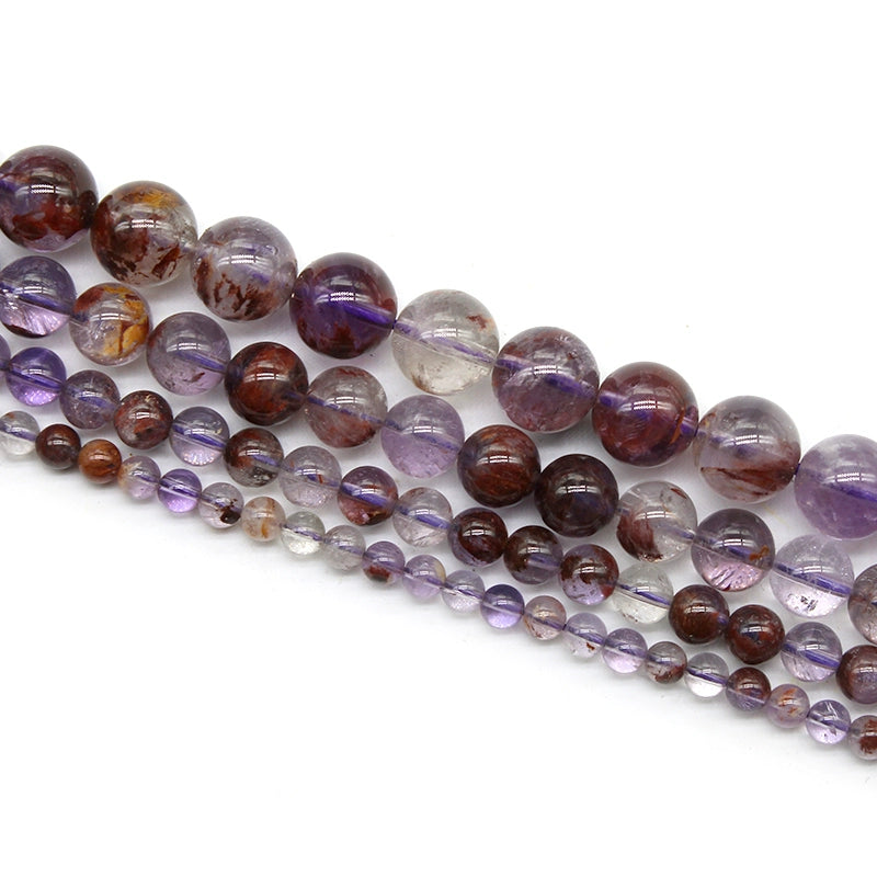 Natural stone purple ghost round beads DIY hand-woven bracelet
