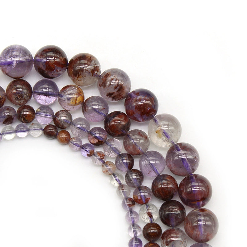 Natural stone purple ghost round beads DIY hand-woven bracelet