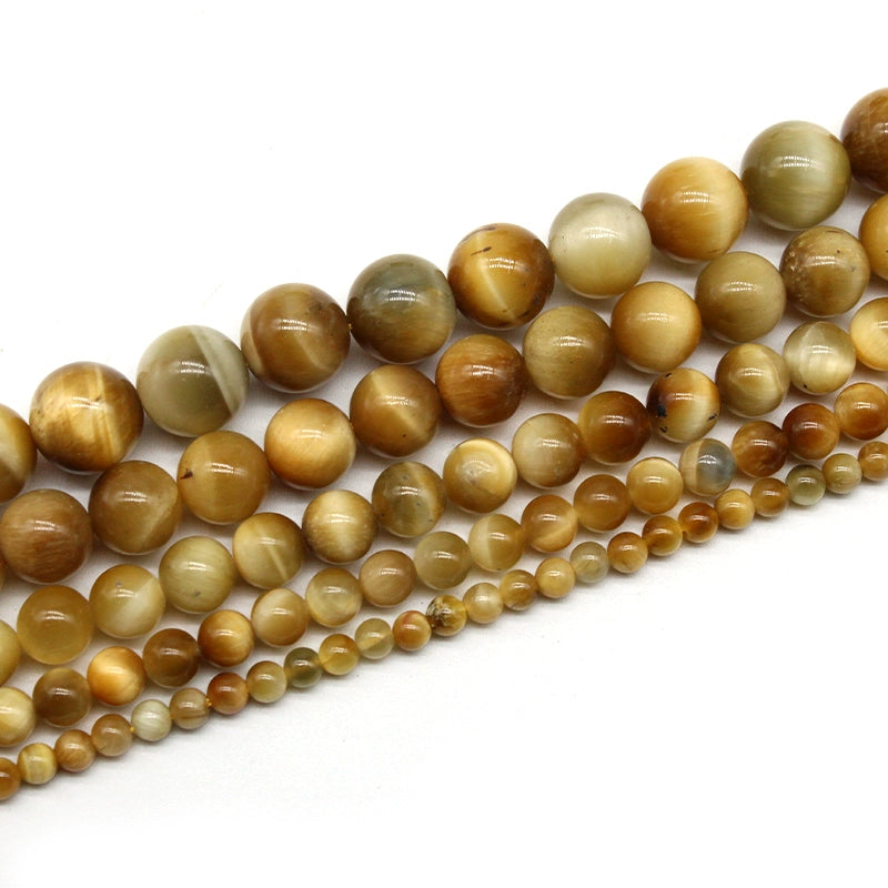 Gold tiger eye stone loose beads diy hand-woven materials