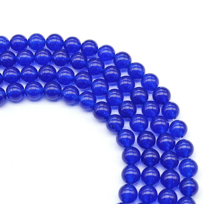 Dark blue chalcedony crystal jade round beads semi-finished DIY handmade beads