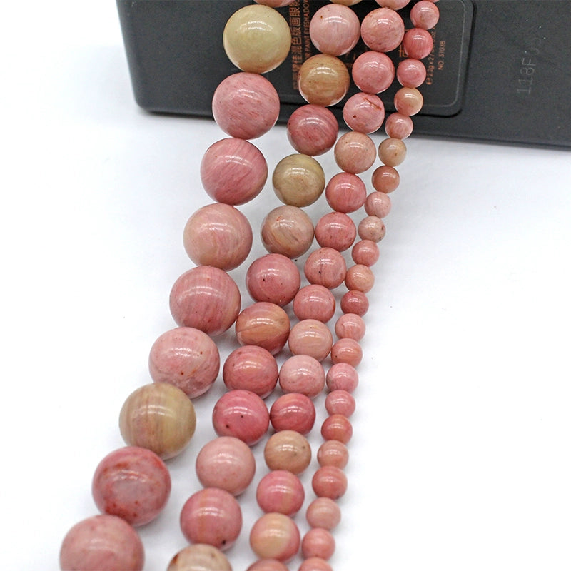 Natural rhodochrosite loose round beads DIY hand-woven crystal