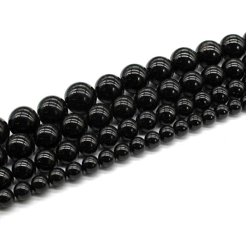 Natural black agate loose beads semi-finished necklace