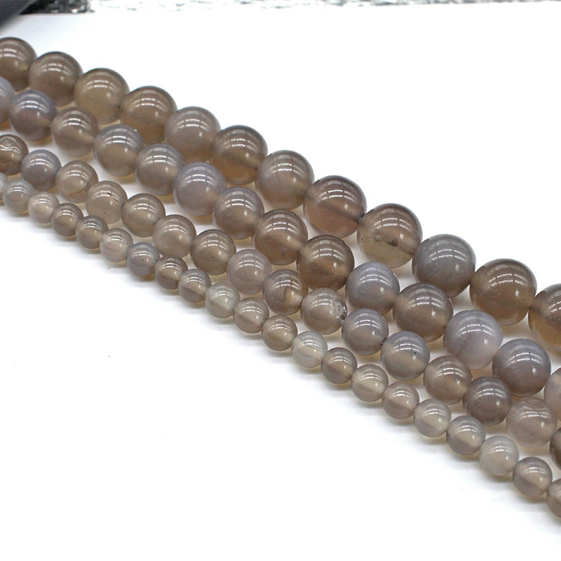 Natural gray agate loose beads round beads DIY hand-woven