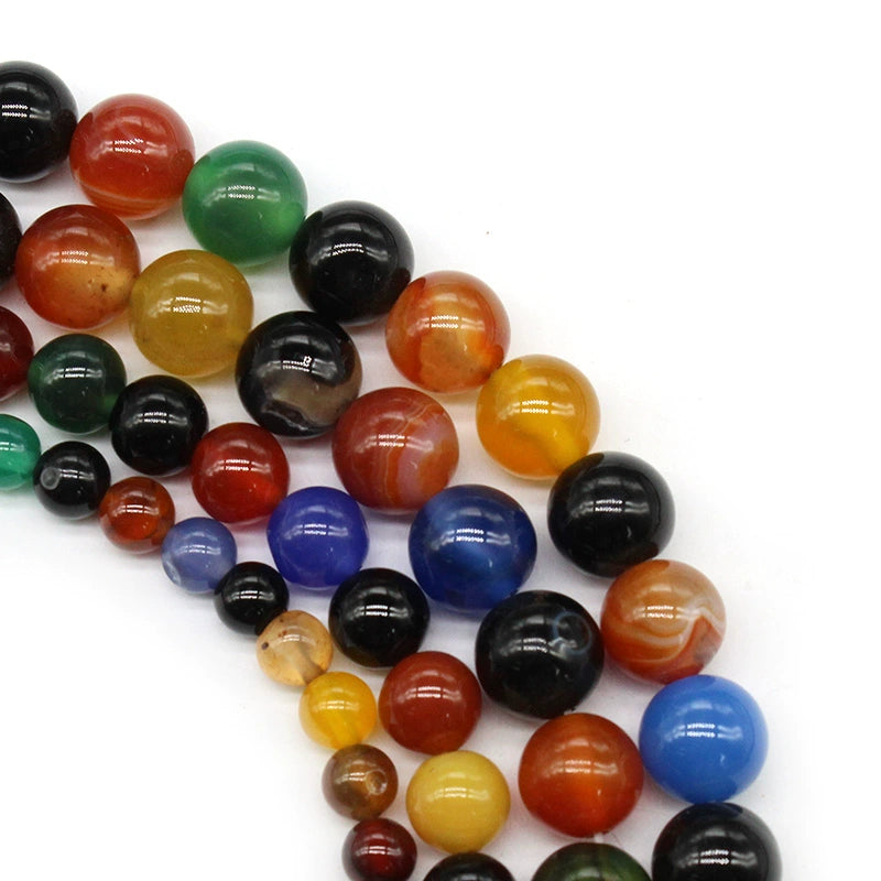 Colorful mixed agate loose beads round beads DIY hand-woven material crystal