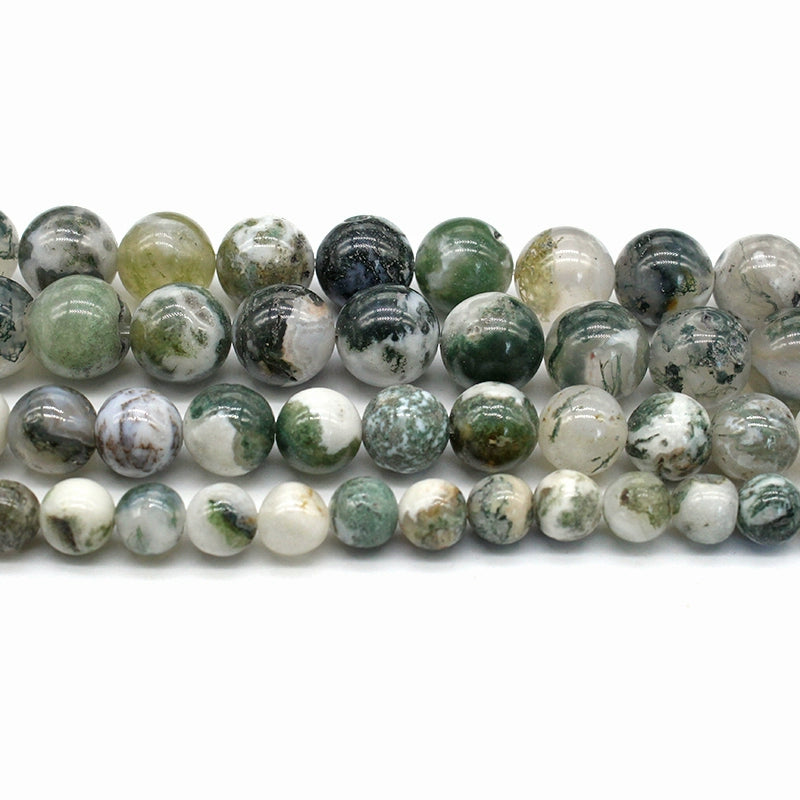 Flower moss agate loose beads DIY hand-woven round beads