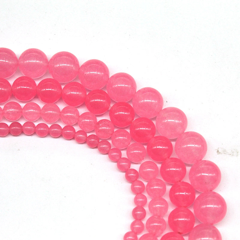 Dark pink chalcedony loose beads crystal jade semi-finished DIY handmade beads