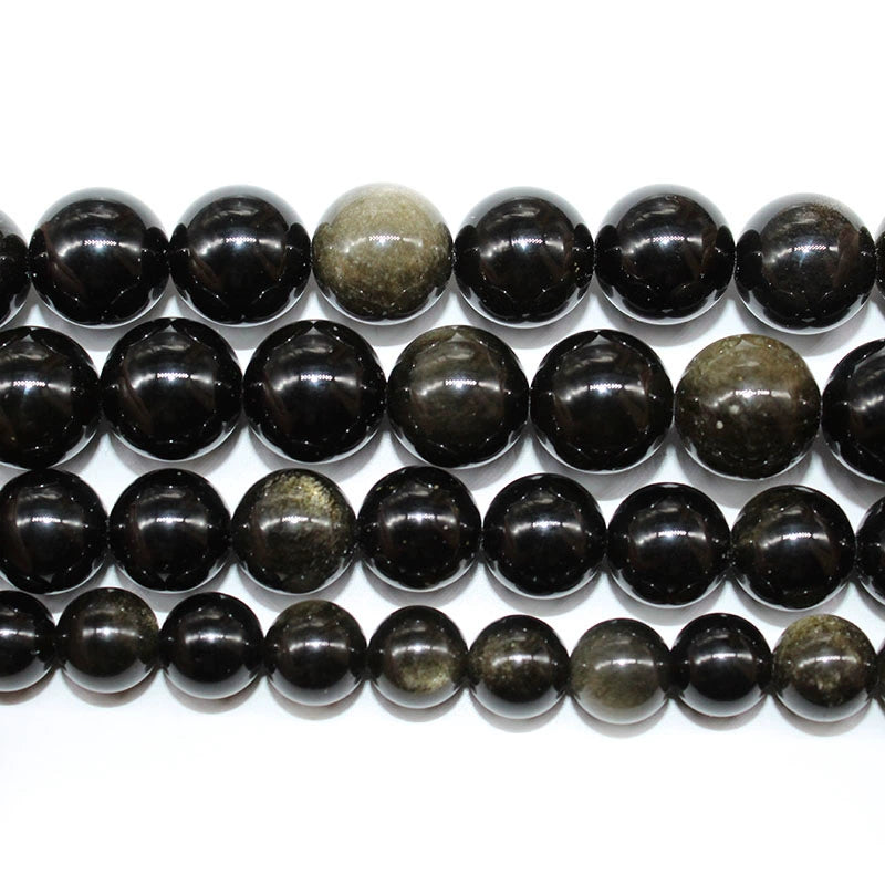 Natural gold obsidian color obsidian loose beads DIY hand-woven bracelet