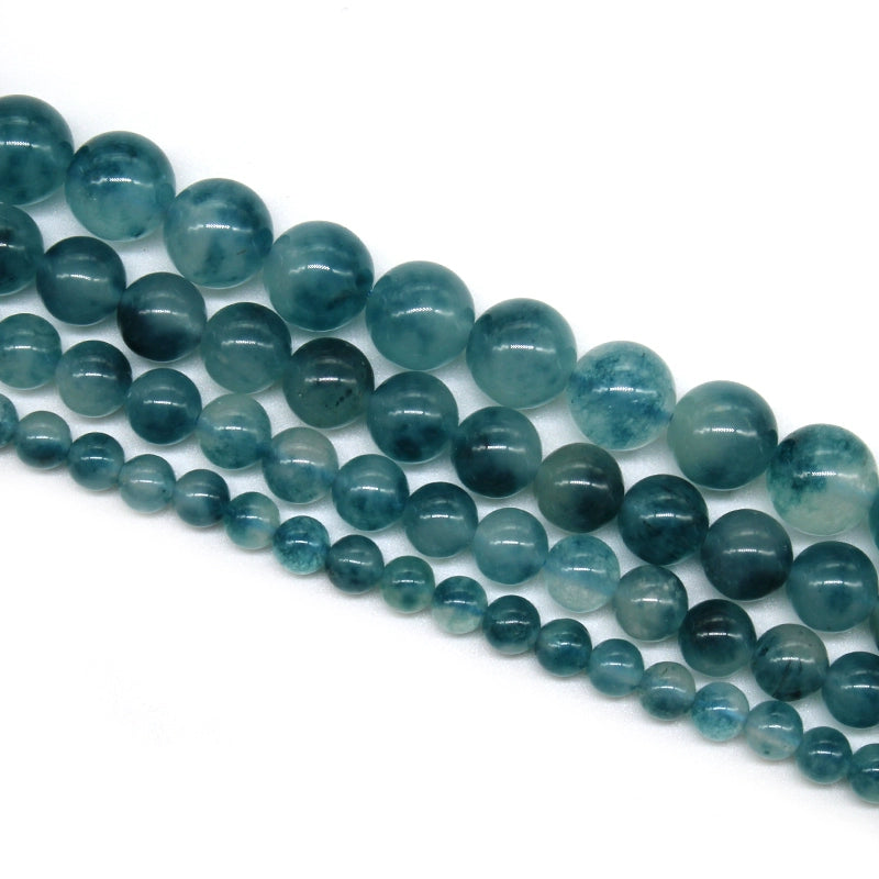 Blue floating flower chalcedony loose beads DIY handmade bracelet