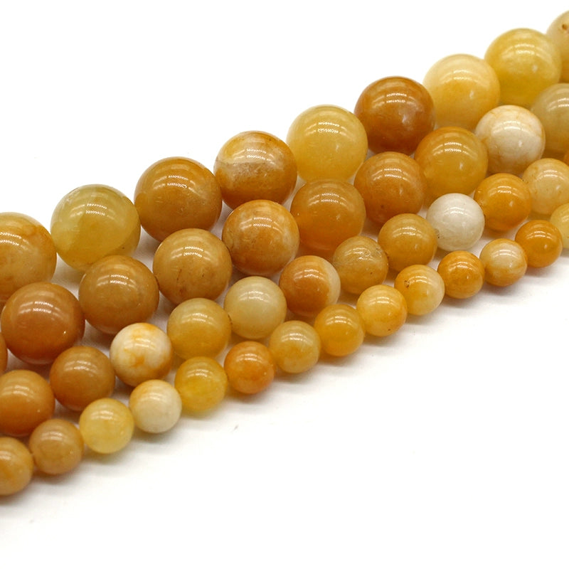 Natural yellow aventurine loose beads round beads DIY hand-woven