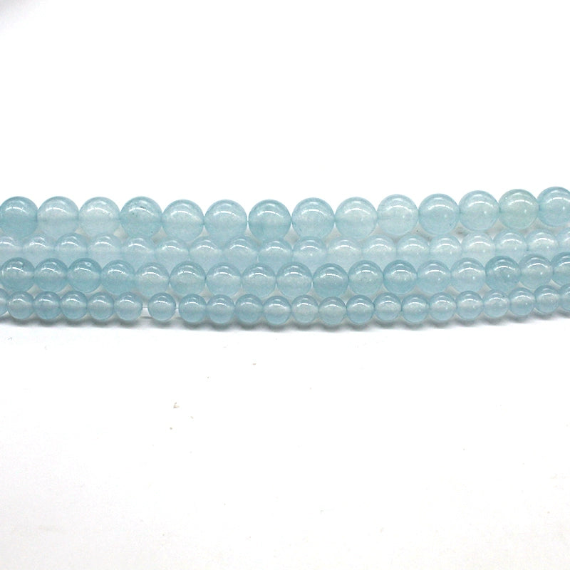 Light gray blue chalcedony loose bead necklace semi-finished product