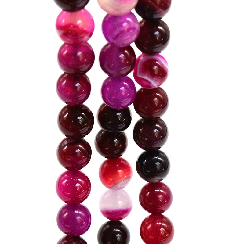 Rose red line agate round bead bracelet semi-finished product