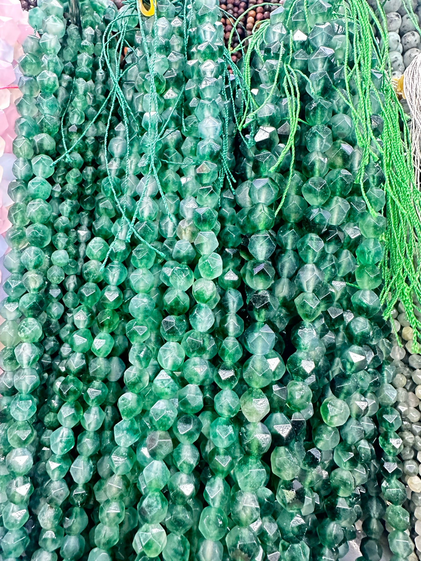 Floating green chalcedony crystal jade round beads semi-finished DIY handmade beads
