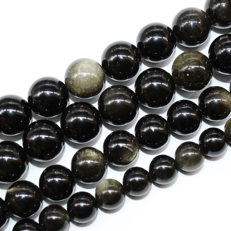 Natural gold obsidian color obsidian loose beads DIY hand-woven bracelet