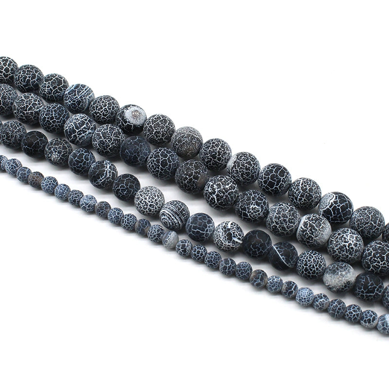 Black weathered agate loose beads DIY hand-woven