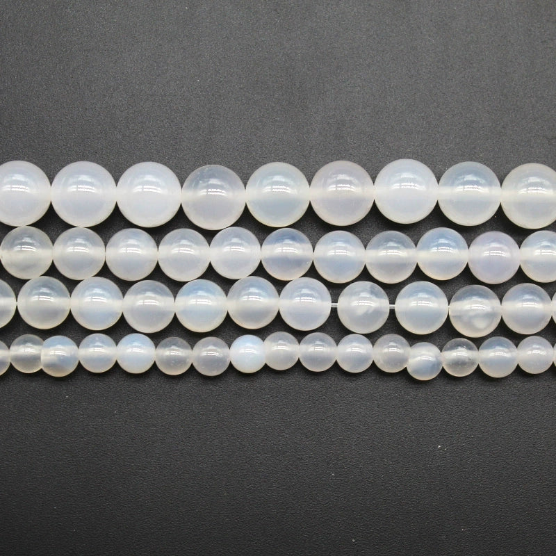 Natural stone white agate round bead necklace semi-finished product