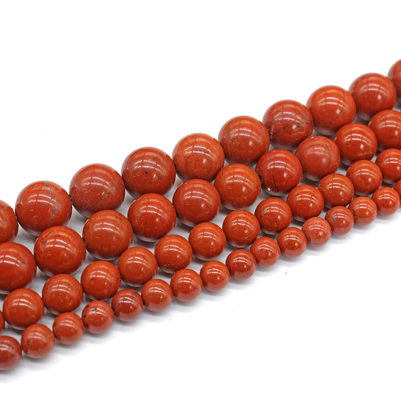Red stone loose beads round beads DIY hand-woven materials