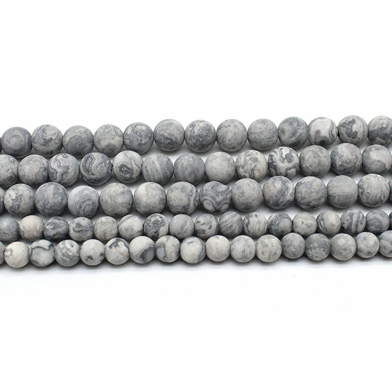 Frosted Map Stone Loose Beads Round Beads Diy Hand-Woven Men And Women Bracelets And Jewelry Crystal Agate Accessories