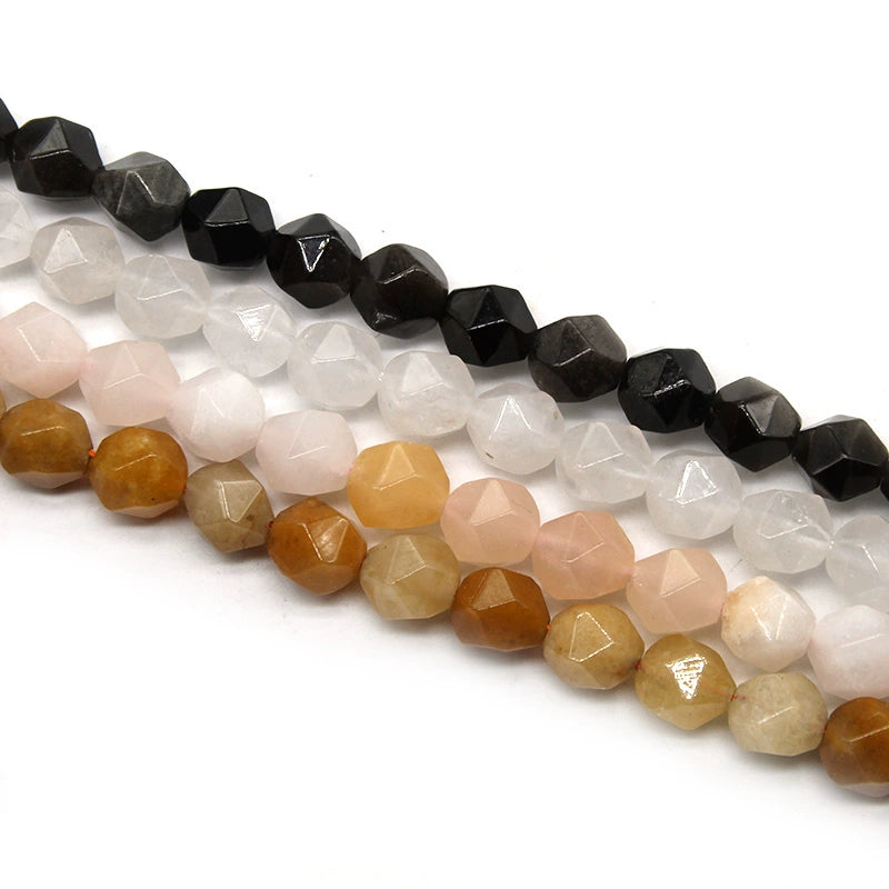 Large cut silver obsidian white chalcedony pink aventurine yellow aventurine loose beads bracelet