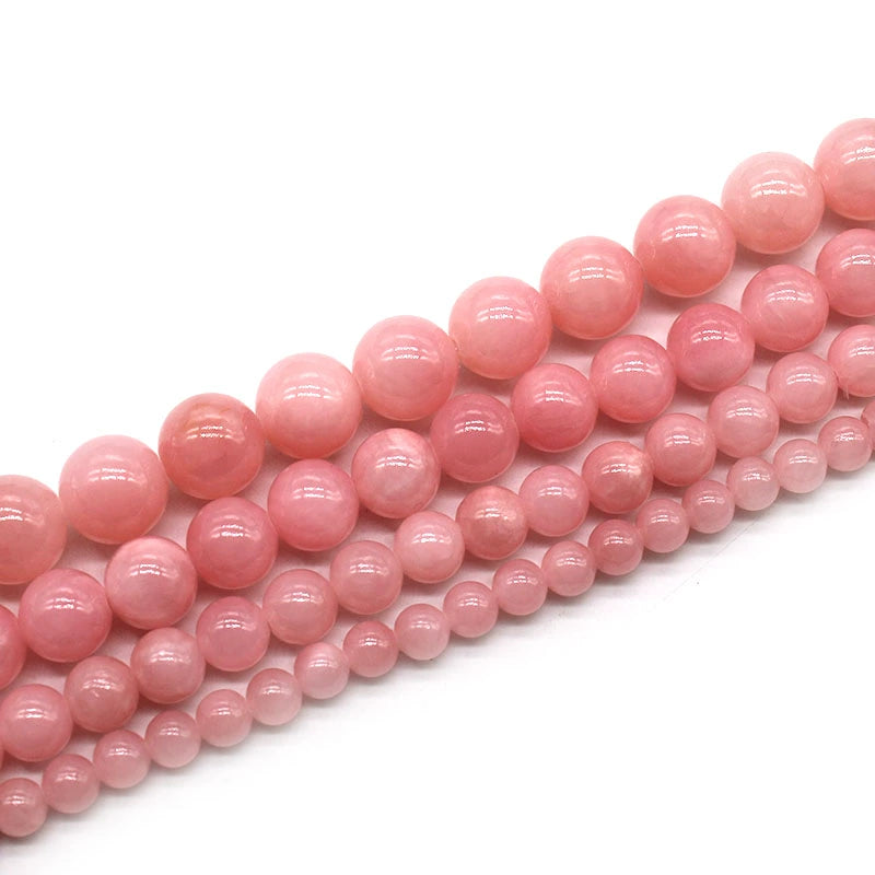 Pink beige jade loose beads DIY handmade materials