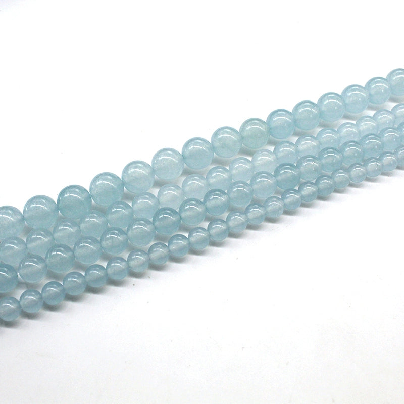 Light gray blue chalcedony loose bead necklace semi-finished product