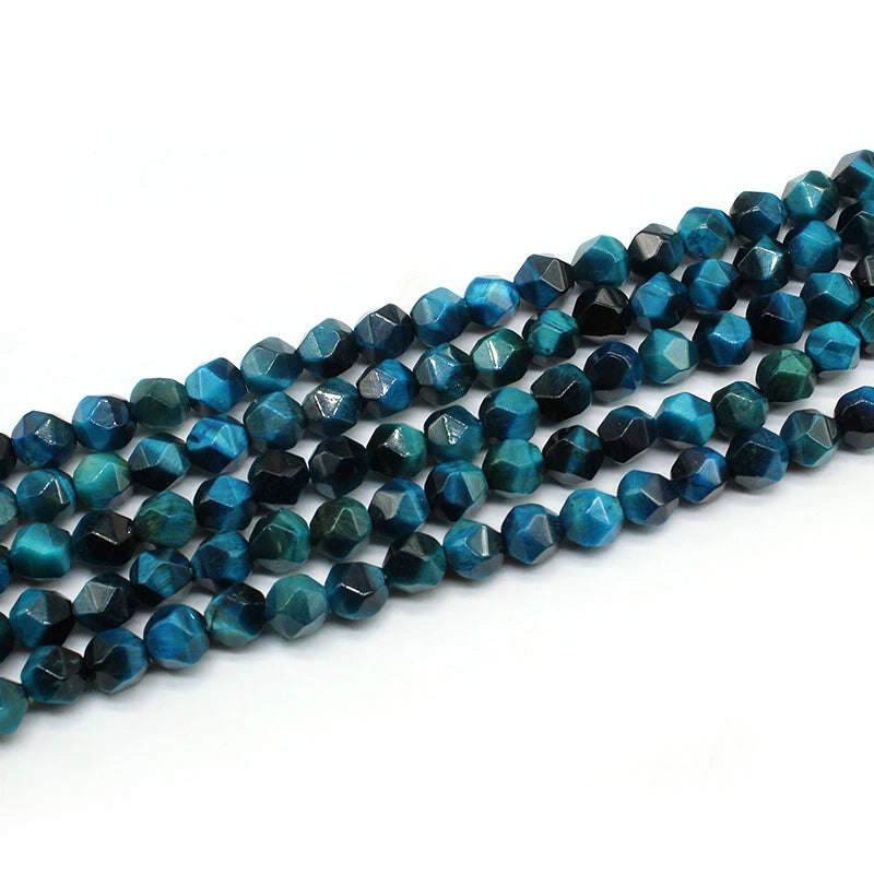 Large cut blue tiger eye loose beads bracelet