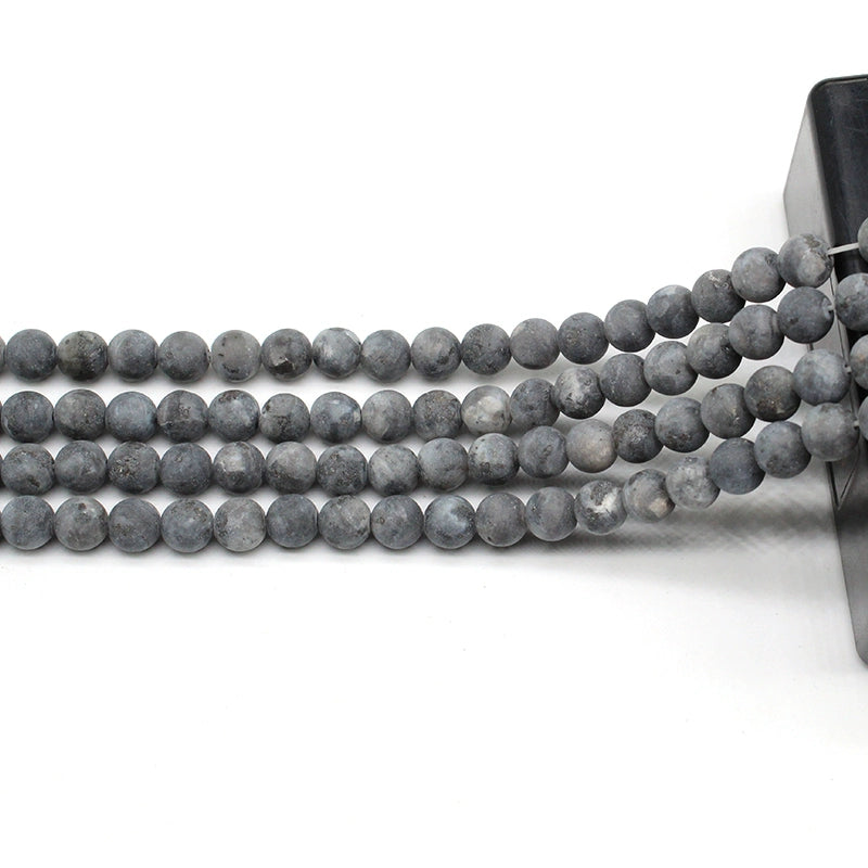 Natural matte matte black glitter stone loose beads