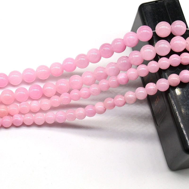 Pink beige jade round beads crystal agate DIY hand-woven materials