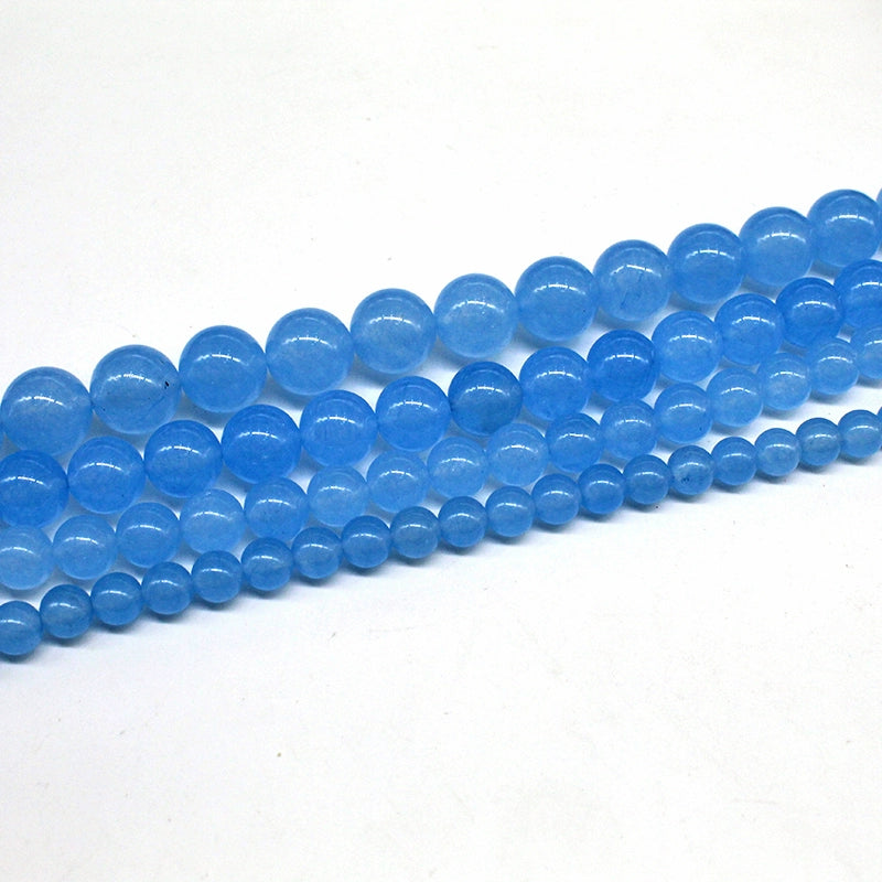 Blue chalcedony crystal jade round beads semi-finished DIY handmade beads