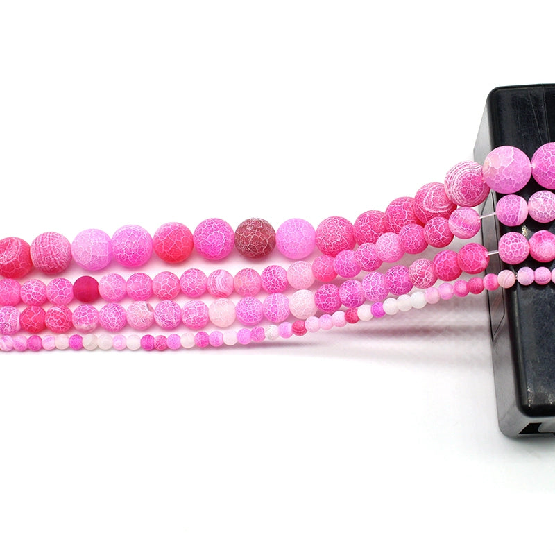 Rose red weathered agate round beads semi-finished accessories