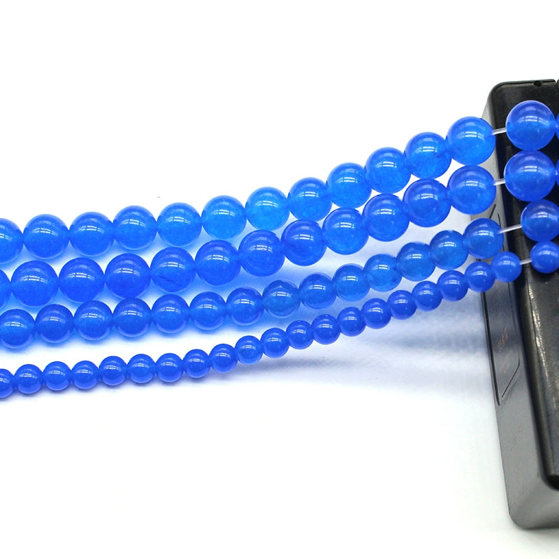 Blue chalcedony crystal fish round beads semi-finished DIY handmade beads