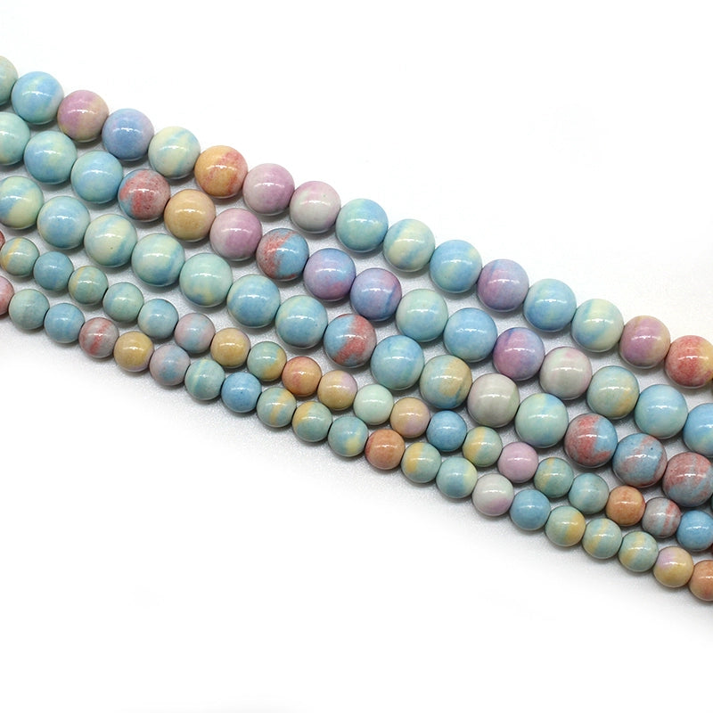 Rainbow stone imitation Alashan loose beads and round beads DIY handmade bracelet