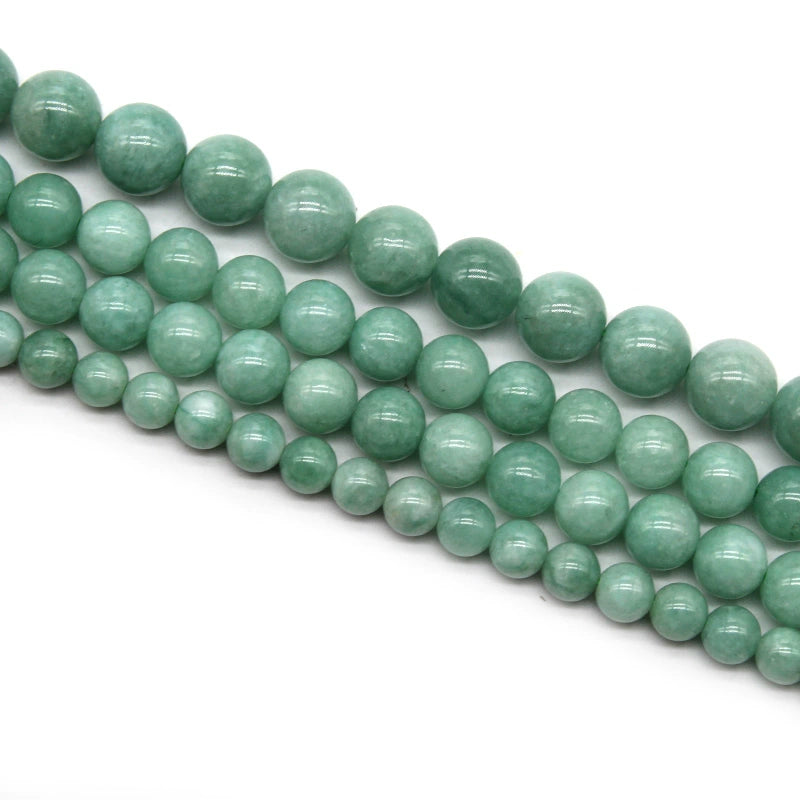 Natural stone bean green jade loose beads DIY hand-woven crystal