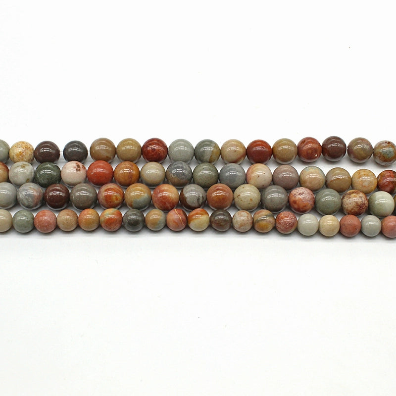 Natural American picture stone round beads DIY hand-woven materials