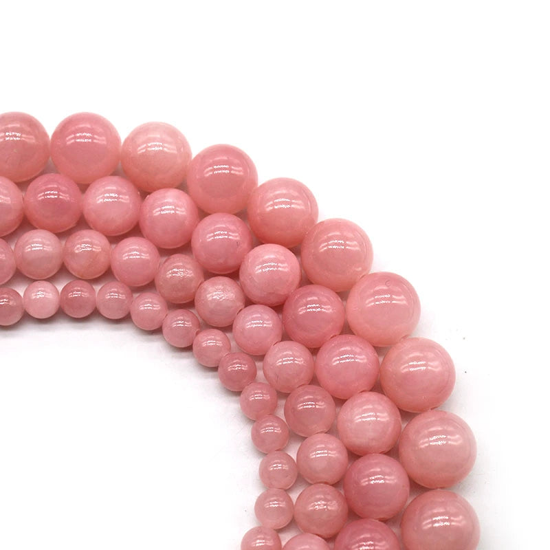 Pink beige jade loose beads DIY handmade materials