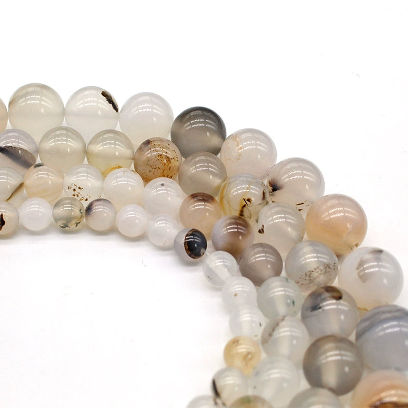Black flower agate loose beads diy hand-woven material