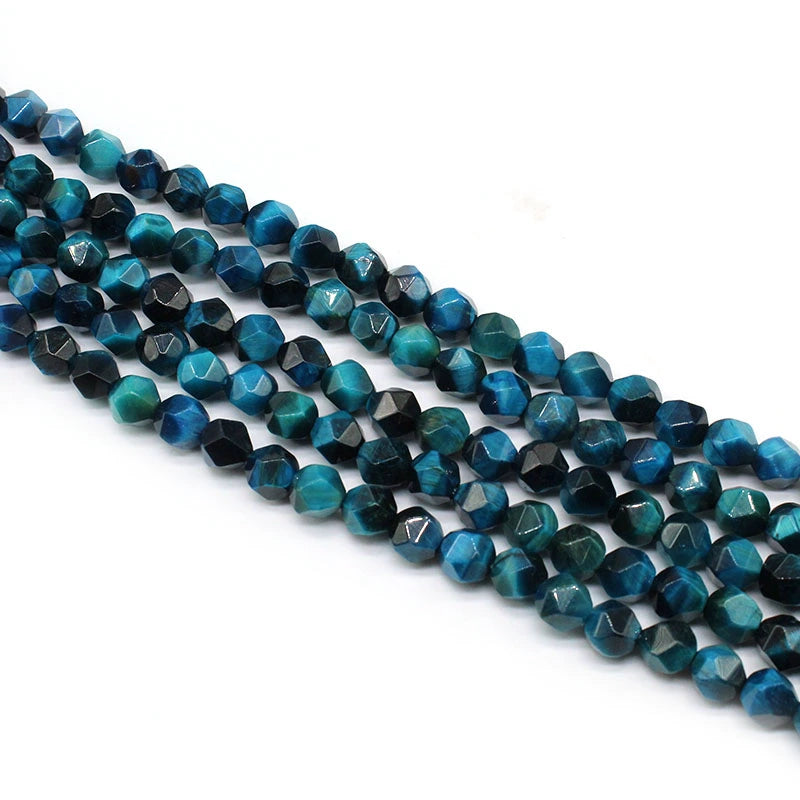 Large cut blue tiger eye loose beads bracelet