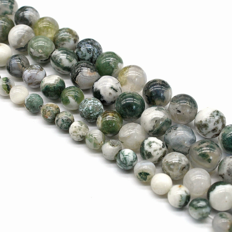 Flower moss agate loose beads DIY hand-woven round beads