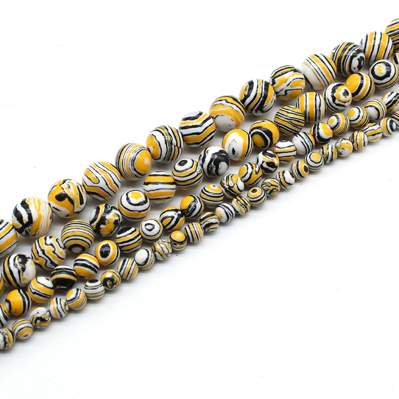 Synthetic yellow malachite round beads DIY hand-woven materials