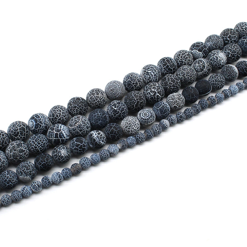 Black weathered agate loose beads DIY hand-woven