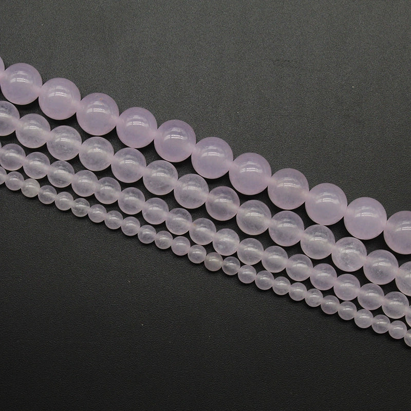 Light purple chalcedony loose beads round beads DIY handmade woven bracelet